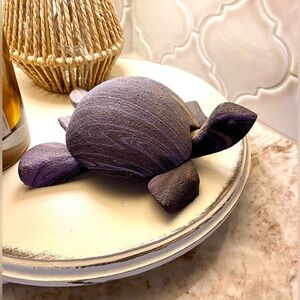 🟣 PURPLE HANDCRAFTED WOOD AND SAND TURTLE MADE IN JAMAICA TRINKET BOX 🟣